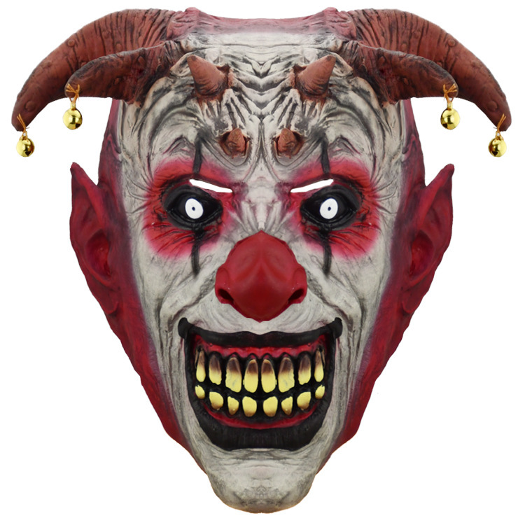 Horror campana payaso de látex sombrero de Halloween sonrisa máscara de payaso mascarada Festival accesorios de rendimiento