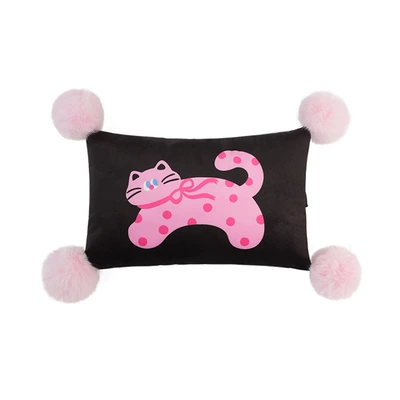 Car Warm Anti-Slip Seat Cover, Seat cushion, seat cover - dutch-velvet-cat-lumbar-support-black-bottom