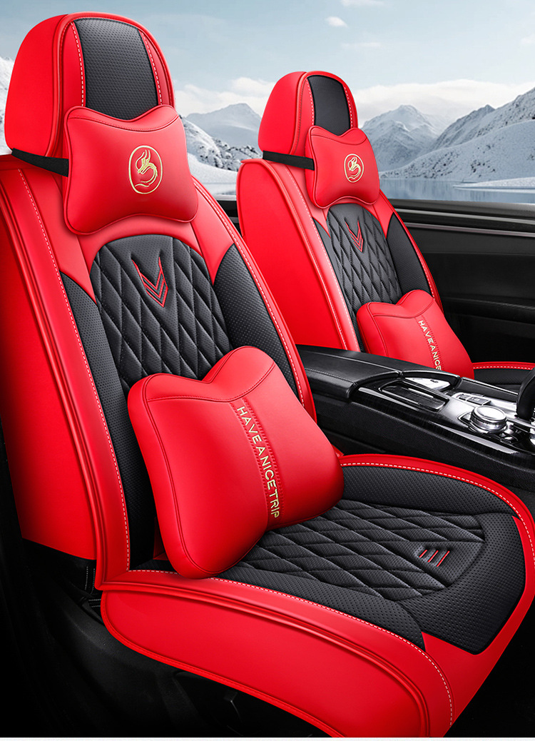 Car Seat Cushion, Waist Support, Wing Protection, Five-Seater Four-Season Cushion, All-Inclusive Seat Cover, Seat Cushion, Nappa Leather, Amazon Europe and America Cross-Border
