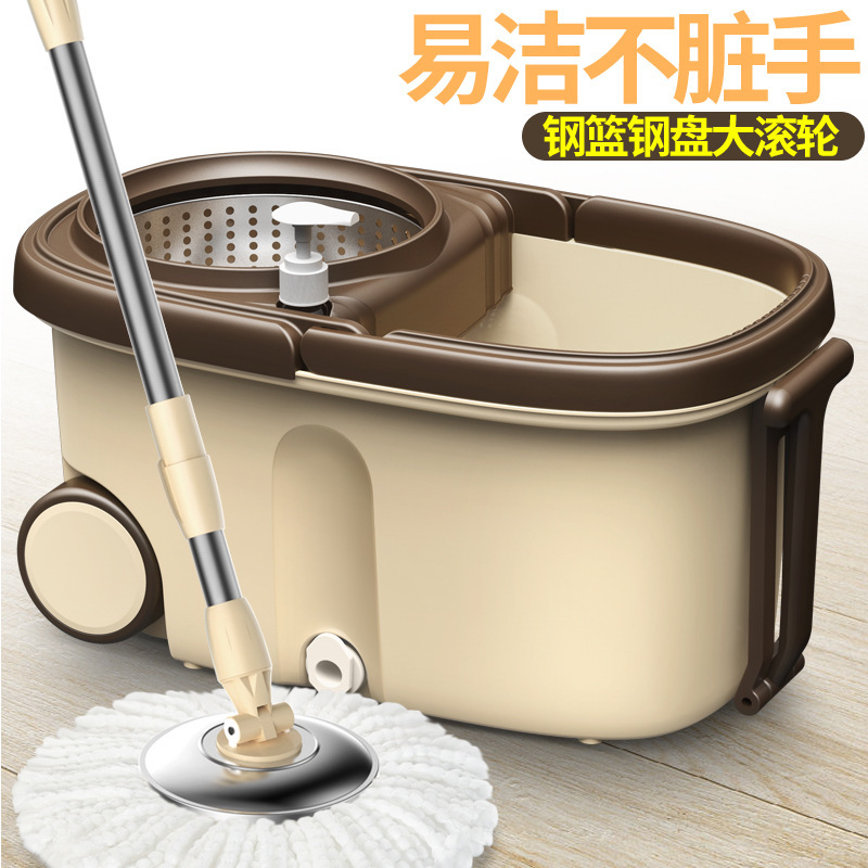 Rotating Mop Bucket Wholesale Hand Pressure Mop with Wheel Lazy Rotating Mop Mop Water Swing Set Bucket