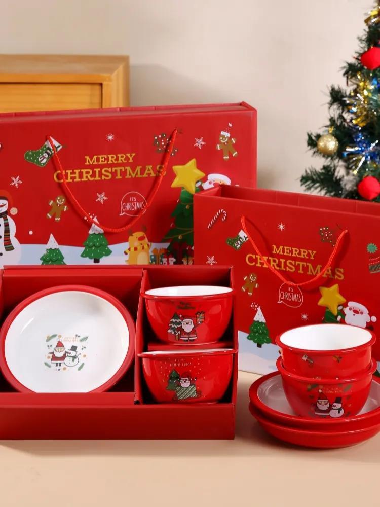 Cerámica de Navidad regalos platos de cerámica creativos conjuntos de platos de cerámica regalos de impresión de logotipo bol