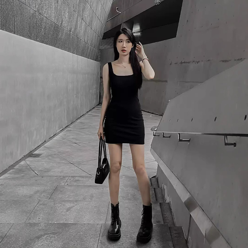 Hot Girl Sling dress Short Small Inner Hip Slim-fit Slim-fit Black Sling Vat Dress Women's Summer Hot Girl Sling dress Short Small Inner Hip Slim-fit Slim-fit Black Sling Vat Dress Women's Summer