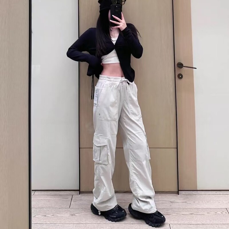 Lulu Original Parachute Cargo Pants Dancestudio Loose Mid-High Waist Sports Casual Straight Women's Pants
