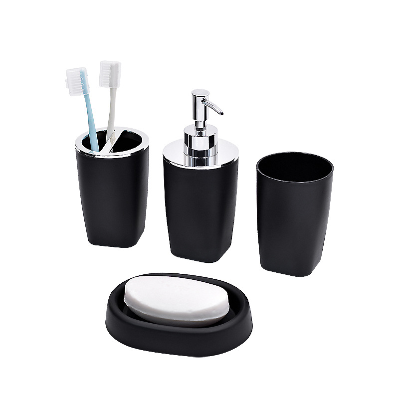 Juego de lavado de baño de plástico, kit de combinación de baño de baño, taza de dientes de baño, bandeja de dientes, juego de cepillo de baño