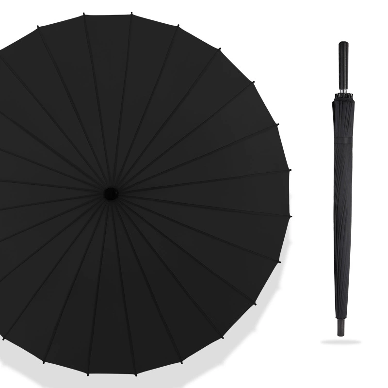 24 Bone straight pole umbrella resistance wind and wind, increase the long -handle umbrella double -man -bending business men and women's anti -strict rainstorm, wholesale
