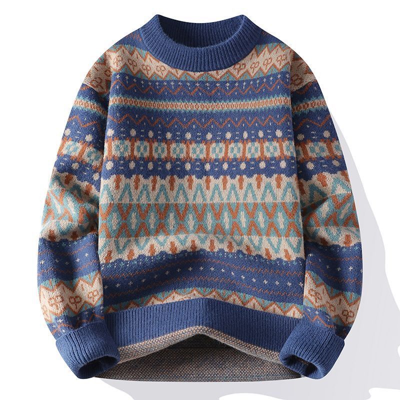 Pull homme col rond tricoté chaud style décontracté pour homme_voghion.com