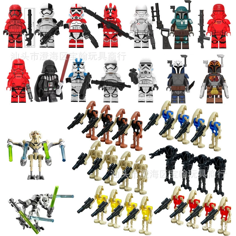 Minifigure set — assorted robot & soldier figures, mixed packs 8–120 pcs, combinable