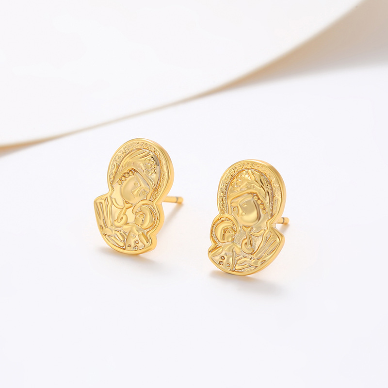 Joyería Xuping aleación de cobre chapado 24K madre y niño avatar personalidad pernos de orejas estilo nacional pendientes retro mujeres