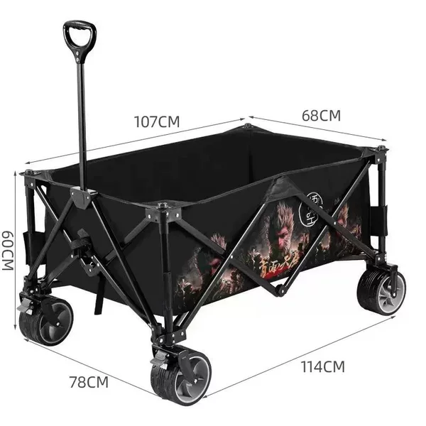 Extra-large and wide fishing cart, specially designed for use in black fishing spots, foldable, suitable for camping, outdoor fishing gear, and setting up a stall