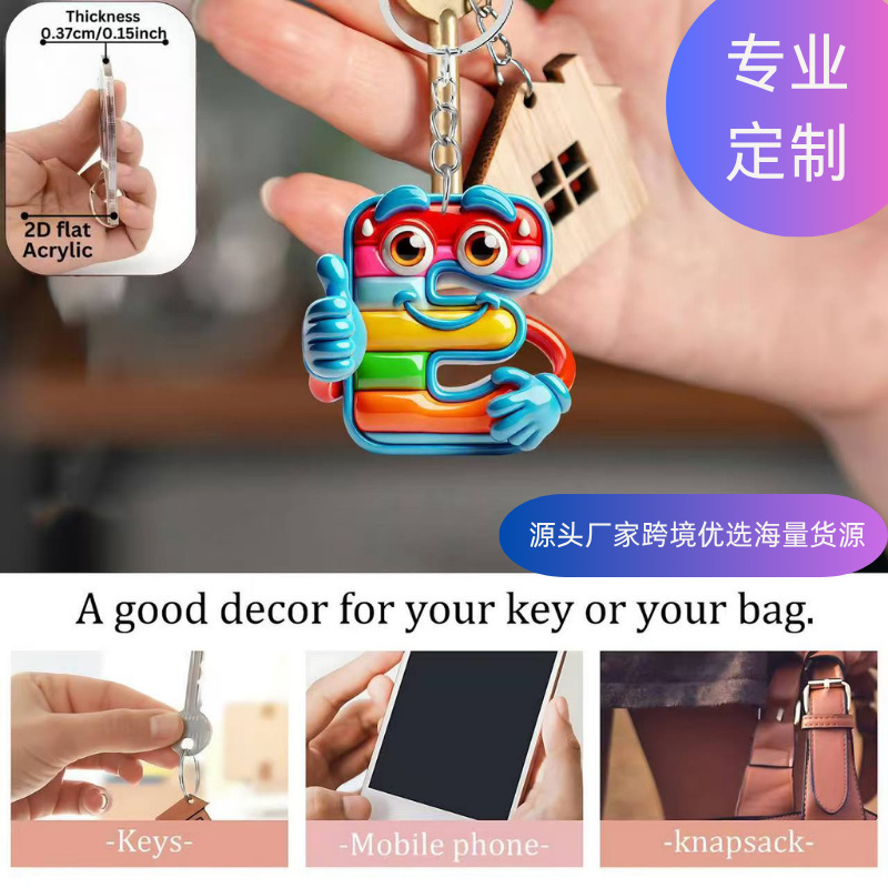 2D Flat Big-Eyed Anime Keychain Car Key Accessory with 26 Letter Engraving, Cute Bag Decoration Pendant 2D Flat Big-Eyed Anime Keychain Car Key Accessory with 26 Letter Engraving, Cute Bag Decoration Pendant