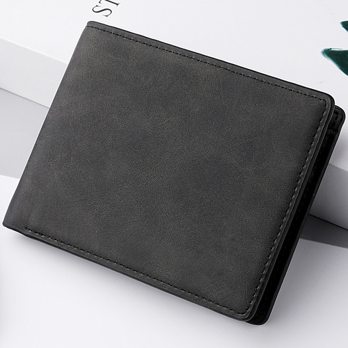  New Wallet Men's Men's Short Zipper Simple Soft Leather Thin Wallet Retro Leather Wallet Student