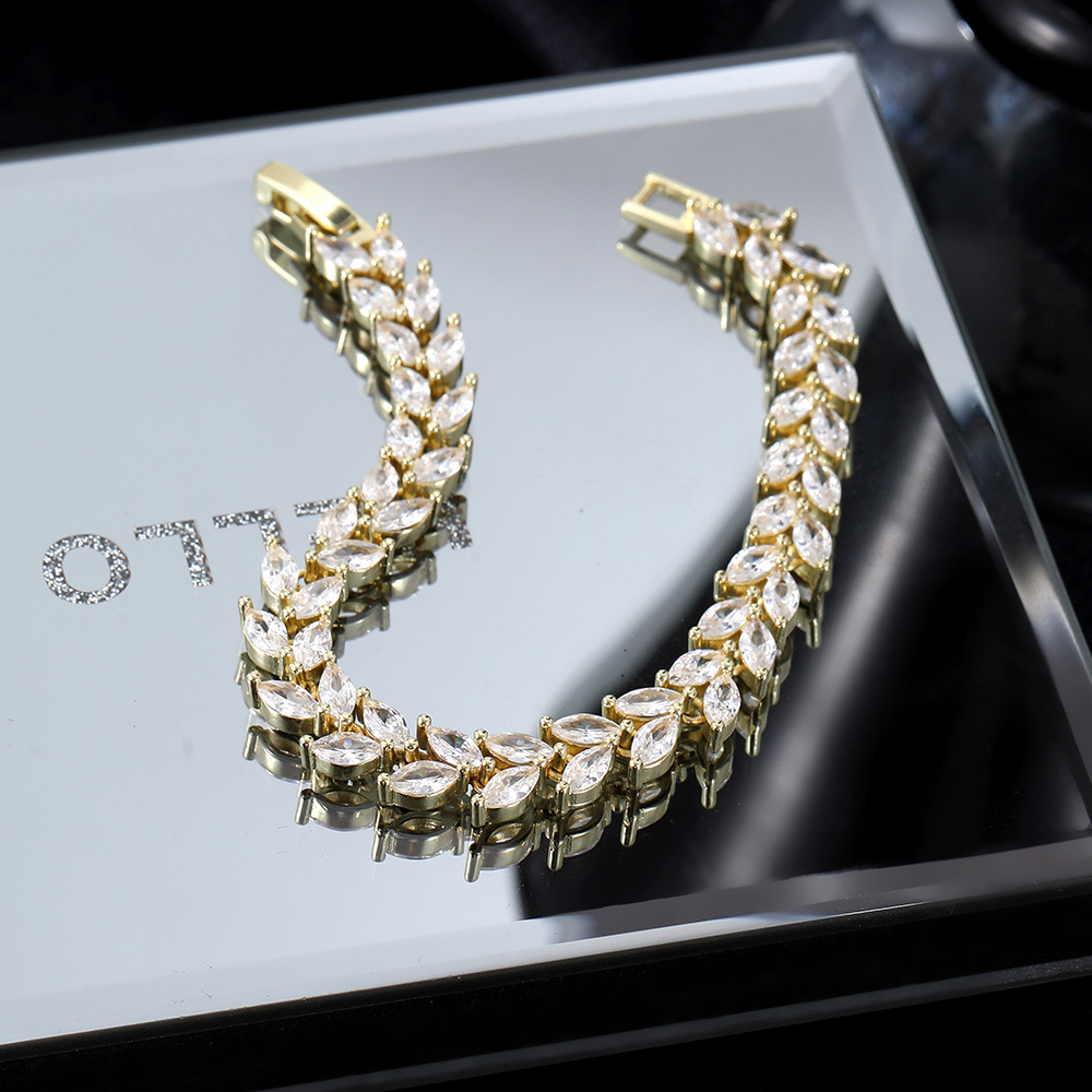 Pulseira rígida marquise para mulher, elegante joia em zircónia_voghion.com