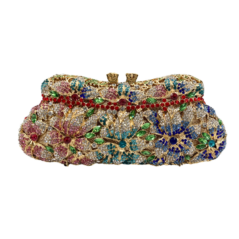 Nuevas flores con diamantes bolsas de cena, bolsas de flores, bolsas de vestir de diamantes, bolsas de flores duras