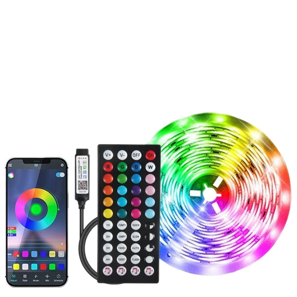 Светодиодная лента, 5 В, RGB 5050, 12 светодиодов/м, пульт BT или ИК, длина 1–30 м