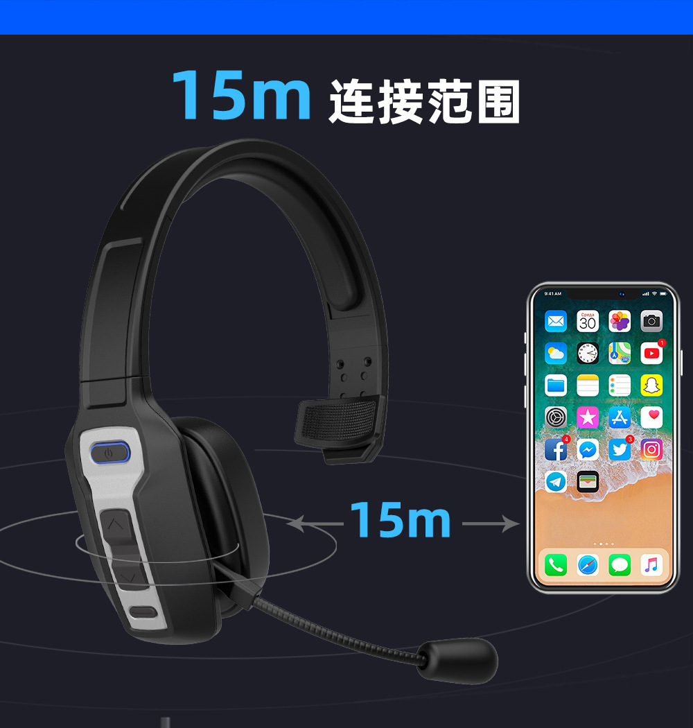 Wholesale M98 Car Bluetooth Hands-Free Headset Wireless Call Noise Reduction Driving Headset Head-Mounted Car Cross-Border