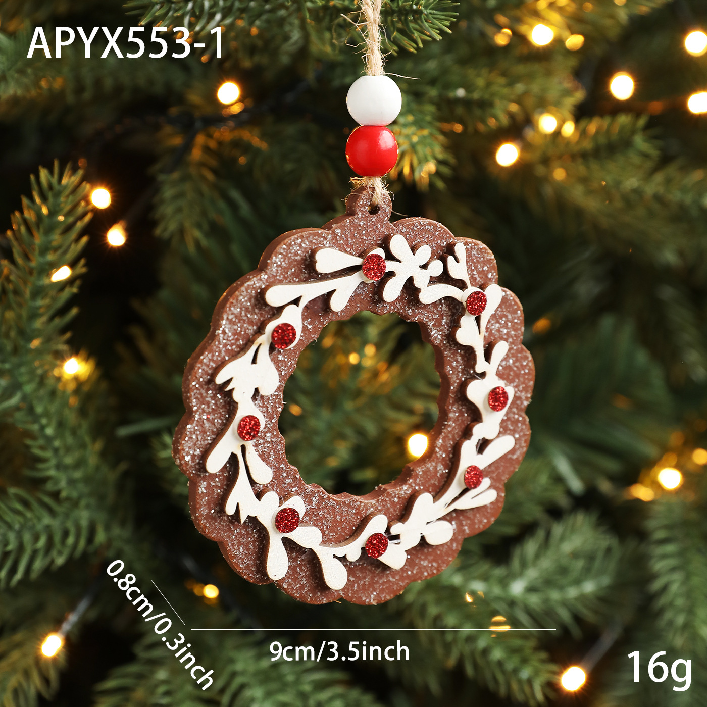 Colgante de madera transfronteriza pan de jengibre colgante decoración del árbol de Navidad colgante donut colgante atmósfera suministros de diseño stock