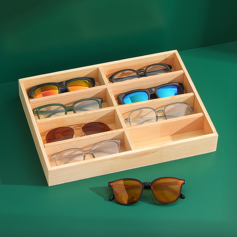 Solid wood glasses display tray men's and women's sunglasses myopia glasses box storage tray jewelry display display tray