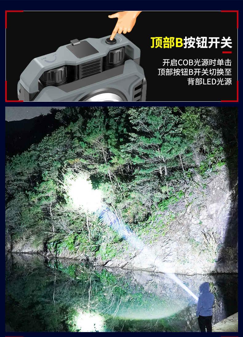 Cross-border outdoor strong light work light camping light super bright mobile portable strong battery life charging magnetic car maintenance light