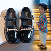 Girls single shoes 2022 Autumn new British style soft bottom big children black small leather shoes non -slip wild princess shoes