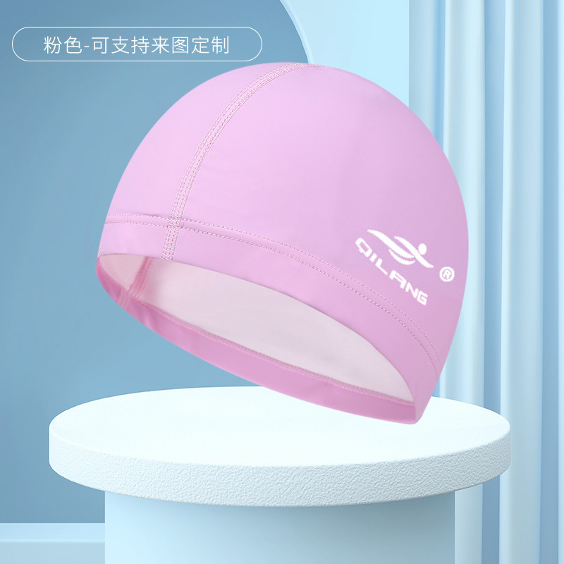 Gorro de natación impermeable adulto PU recubrimiento unisex cuidado del cabello protección del oído no-Apretar la cabeza gorra de natación al por mayor logotipo impreso