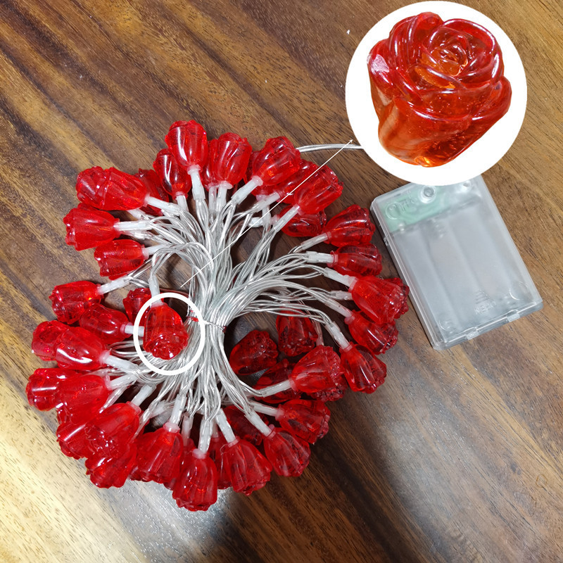 LED red rose small lights string lights flashing lights stars indoor atmosphere lights Valentine's Day decoration bedroom layout