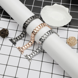 Suitable for Apple Watch fine beaded zinc alloy strap iWatch9876se54 hollow three beads female wristband