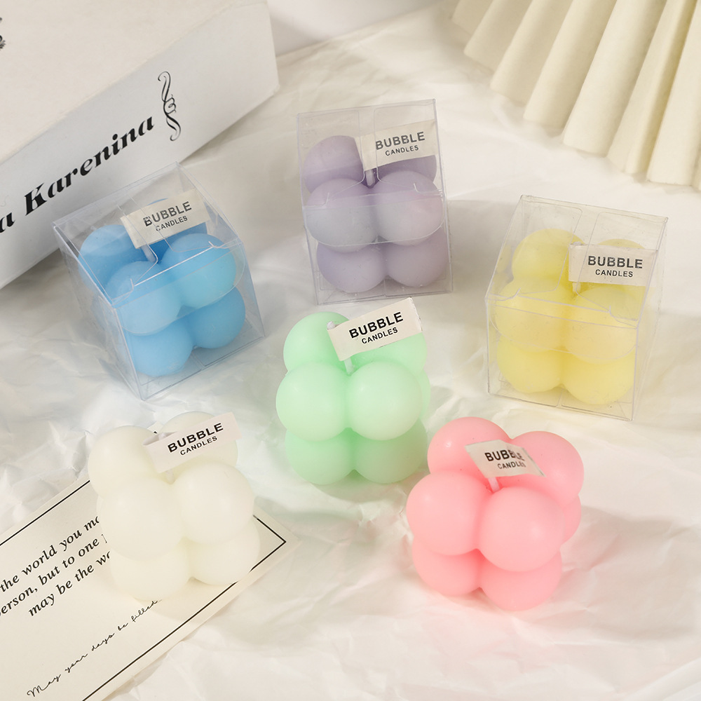 Cubo Rubik al por mayor creatividad casera hecha a mano adorable modelado burbuja fragancia pequeña vela regalo transfronterizo