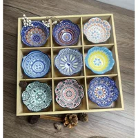 Ceramic dipping dish, patterned small sauce plate, 2.5 in, single or set