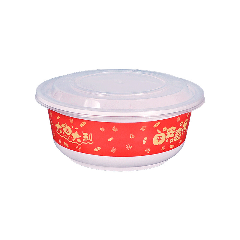 Bowl de boda desechable, caja de comedor redonda, banquete de boda, tazón de arroz, tazón de sopa para llevar, tazón de celebración redondo, caja completa comercial