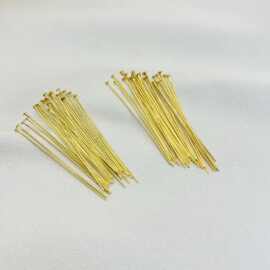 diy保色 纯铜包金14k18k平针T针耳环配件大头针T形平地底耳针批发