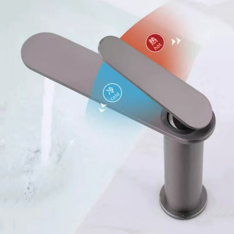 Bathroom basin, washbasin, hot and cold water faucet, washbasin, washbasin, washbasin, bathroom cabinet, texture gun gray bathroom undefined