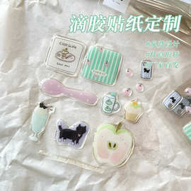 水晶滴胶Sticker定制不干胶软胶卡通手账贴画立体明星周边大头贴