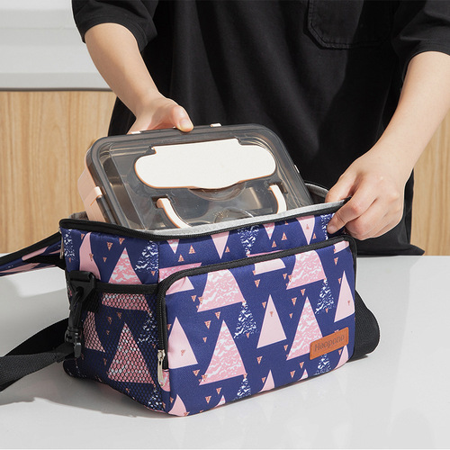  New Printed Oxford Fabric Hot Pressed Waterproof Insulated Bag Crossbody Hand-Body Insulated Bag for Students with Rice