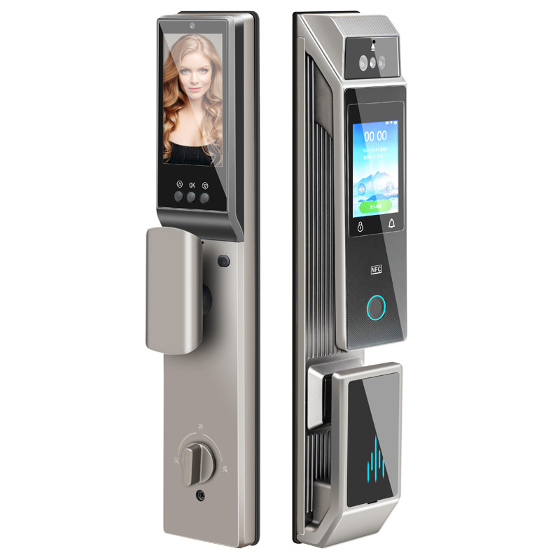 Doble pantalla, doble cámara, vena de la palma, cerradura de huella digital interna y externa, visión nocturna a todo color, reconocimiento facial, cerradura inteligente de la vena de la palma