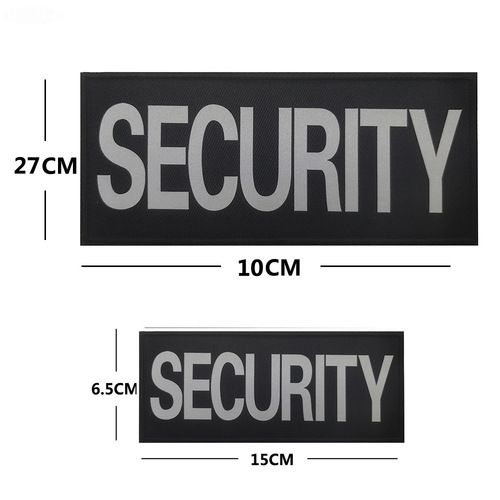 Hook and loop Velcro safety patch embroidered letters SECURITY large and small uniform reflective cloth patch