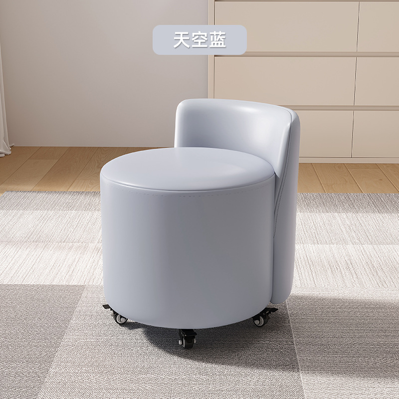 Rueda universal taburete pequeño hogar polea pequeño banco taburete bajo respaldo silla pequeña Luz de lujo suave bolsa sofá taburete Cambio de zapatos taburete