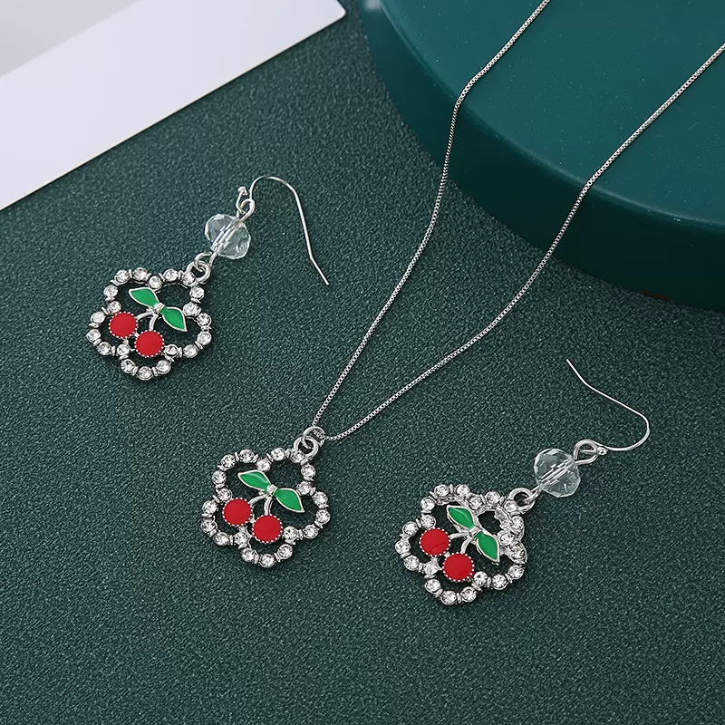 跨境亚马逊韩版ins精致高级感轻奢可爱森系花朵项链耳环套装饰品