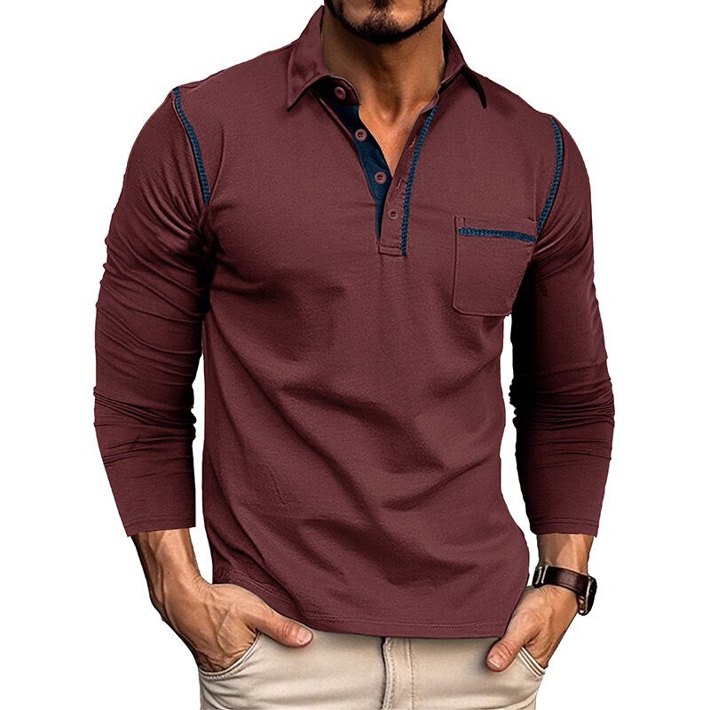 Long-Sleeved T-Shirt for Men 2024 Autumn and Winter New Style Business Lapel Polo Shirt Amazon Men's Top Versatile for Boys Long-Sleeved T-Shirt for Men 2024 Autumn and Winter New Style Business Lapel Polo Shirt Amazon Men's Top Versatile for Boys