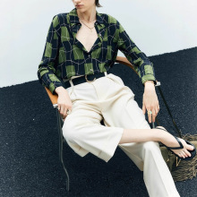 深圳南油2025秋款复古印花03双绉真丝衬衣优雅气质上衣长袖不退换