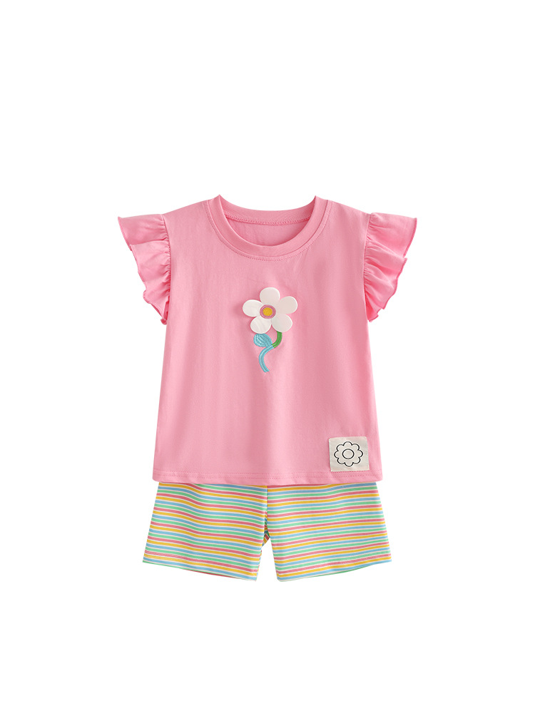 Malwee transfronterizo de niñas dos piezas de verano nuevo estilo europeo y americano para niños pequeños y medianos adorables niñas con un cuello redondo casual