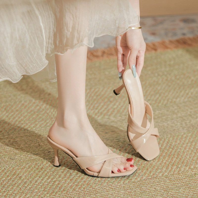 Женские летние босоножки больших размеров 2025 года, модель 316-F3, на высоком каблуке, квадратный носок, элитная верхняя одежда, с юбкой.