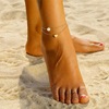 Fashionable summer ankle bracelet heart-shaped from pearl, beach accessory, European style, suitable for import