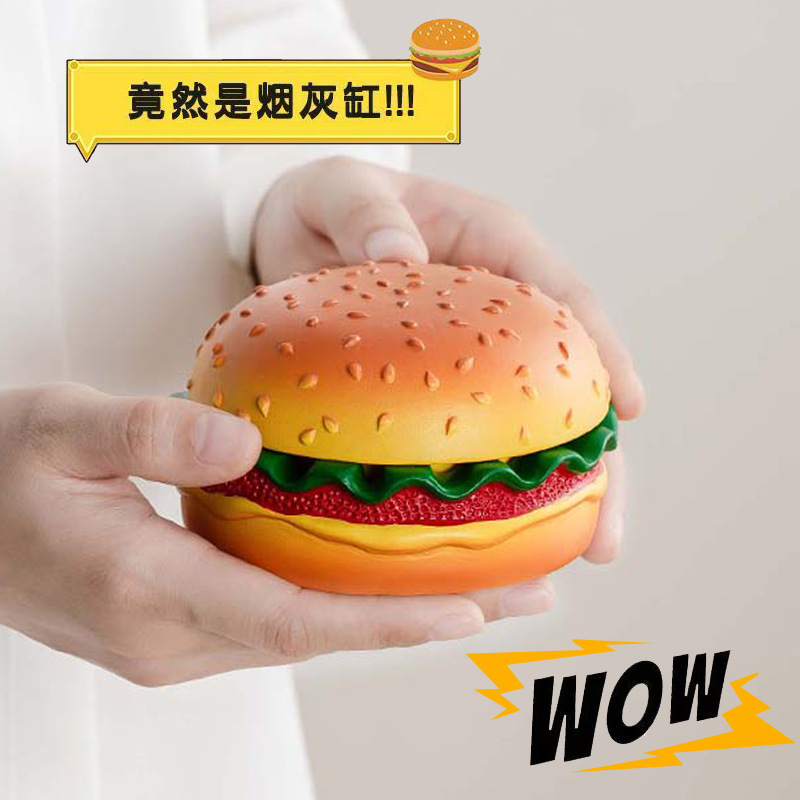 Creative Personalized Hamburger Ashtray Purely Handmade Simple Modern Ornaments Office Windproof and Fly Ashproof Decoration