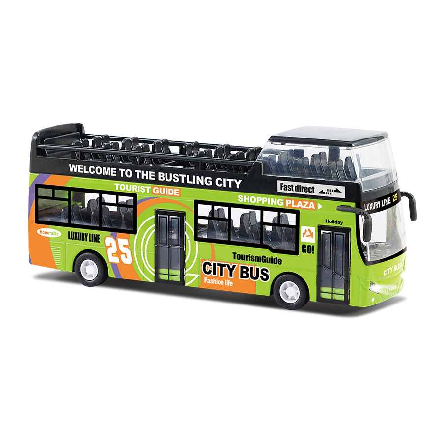 Large Alloy Double-Decker Bus Toy Front View