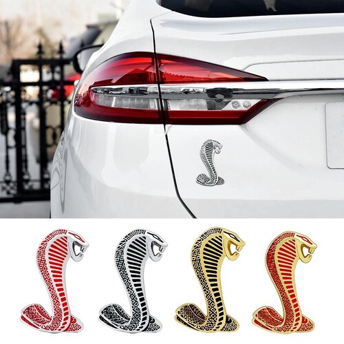 Car Metal Mustang Cobra Logo Center Badges Shelby Personality Car Sticker Decor Car Sticker Modification Rear Badges