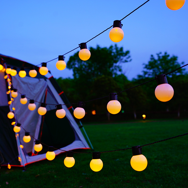 Outdoor camping lights led solar colored lights round ball atmosphere decorative lights G50 ball bubble string lights canopy waterproof string lights