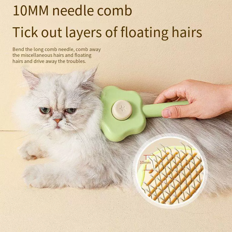 Волшебная палочка Расческа для домашних животных Массажная игла из нержавеющей стали Расческа для чистки игл Щетка для удаления волос для собак Портативная самоочищающаяся Расческа с одной кнопкой