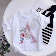 Summer26 English Letter A B C D Children T-shirt  Fashion Fl