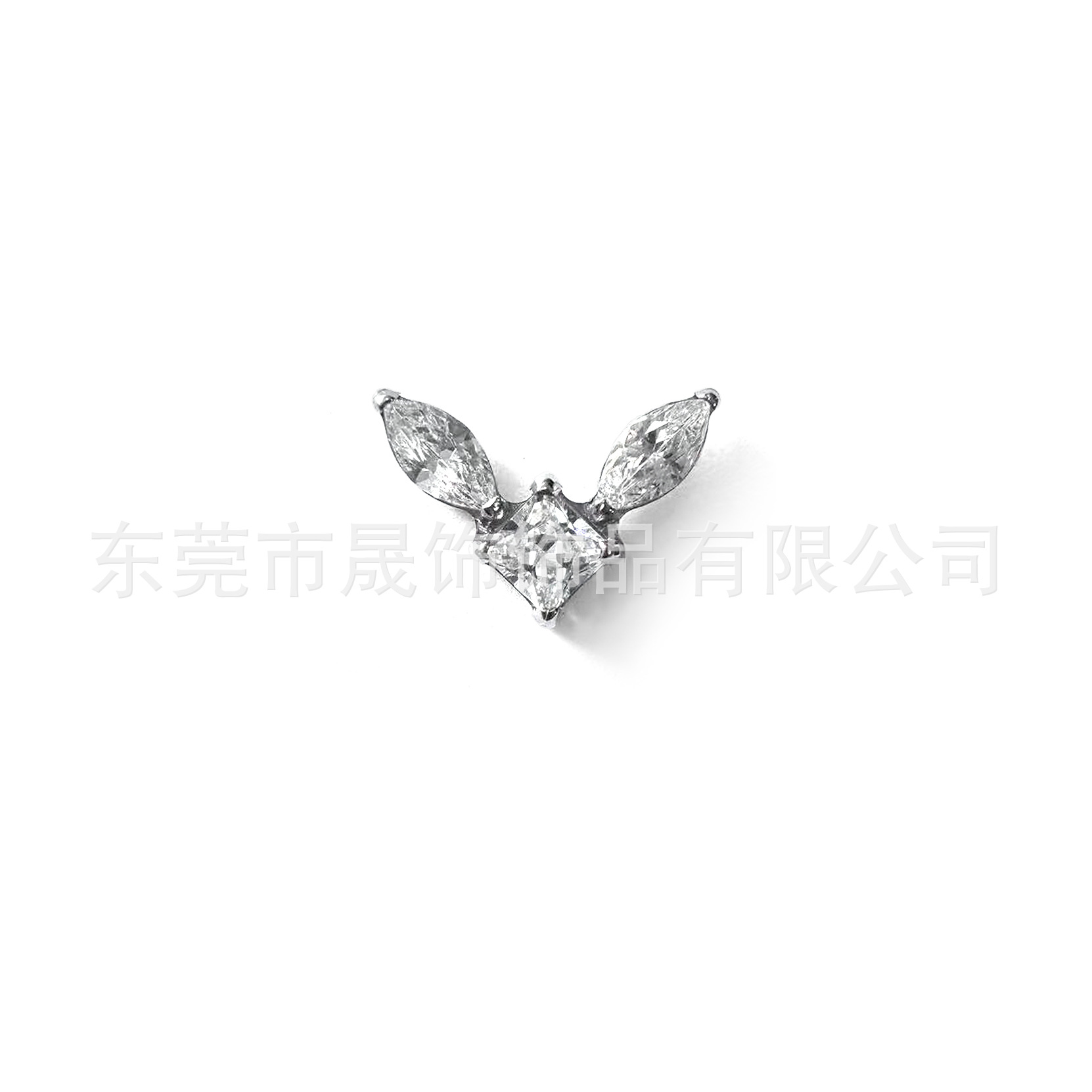 F136钛合金马眼方锆耳钉镶5A锆石耳骨钉G23钛内螺纹唇钉穿刺饰品