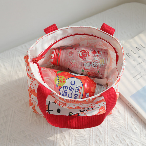 Japanese style cute multi-head series cartoon canvas hand storage bag outing tote bag lunch bag lunch box bag